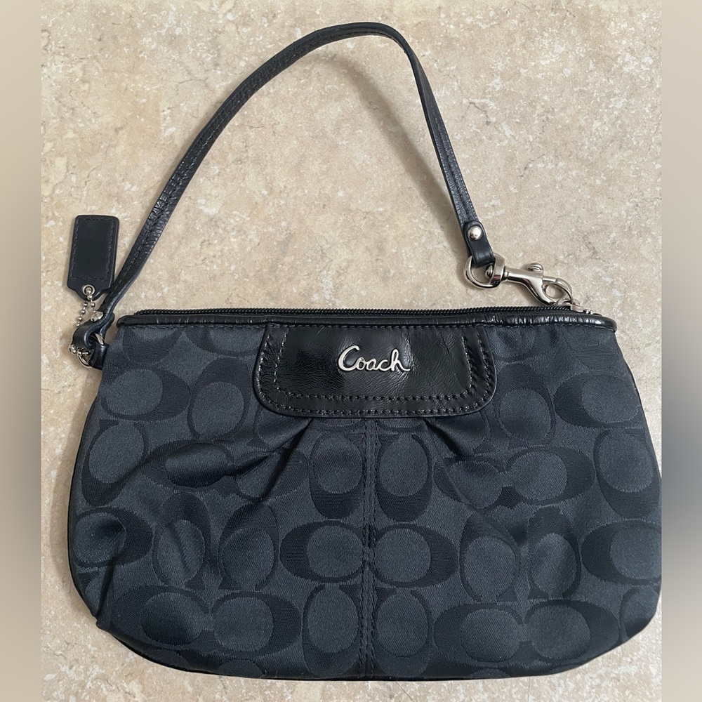 Coach Black Monogram Wristlet